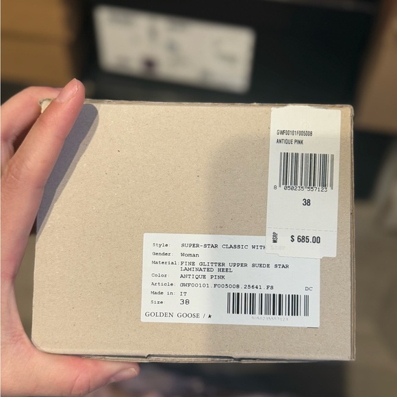 GOLDEN GOOSE ANTIQUE PINK FINE GLITTER SNEAKER 38/8 PREOWNED - Picture 9 of 9